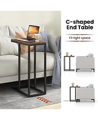 Gouun C-Shaped Sofa Side Table with Heavy-Duty Metal Frame, 18 x 10 x 25 in