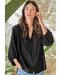 Ocean+Main Women's Cotton Poplin Peasant Top