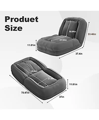 Rainsken Foldable Lazy Sofa Bed, Corduroy Upholstered Lounge Chair with 5 Adjustable Position for Living Room, Reading Room, Bedroom