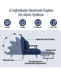 Rainsken Multi-Function Folding Sleeper Chair with Pillow, 5-Position Adjustable Backrest, 3-in-1 Convertible Sofa Bed for Bedroom, Living Room