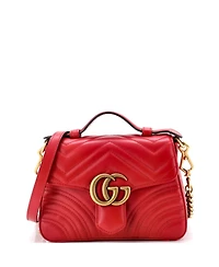 Pre-Owned Gucci Mini Gg Marmont Top Handle Flap Bag Matelasse Leather