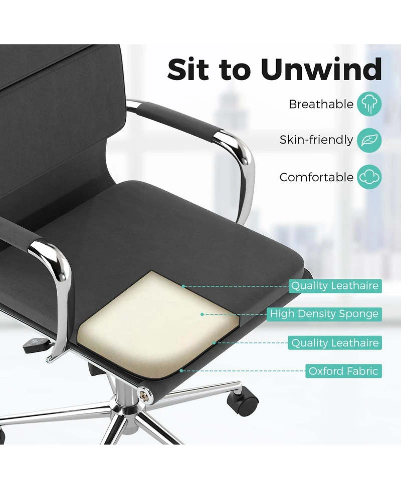 Slickblue Ergonomic Desk Chair Rocking Backrest Adjustable Seat