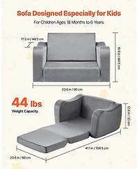 Sugift 2-in-1 Kids Sofa Foldable Toddler Couch Convertible Chair and Lounger