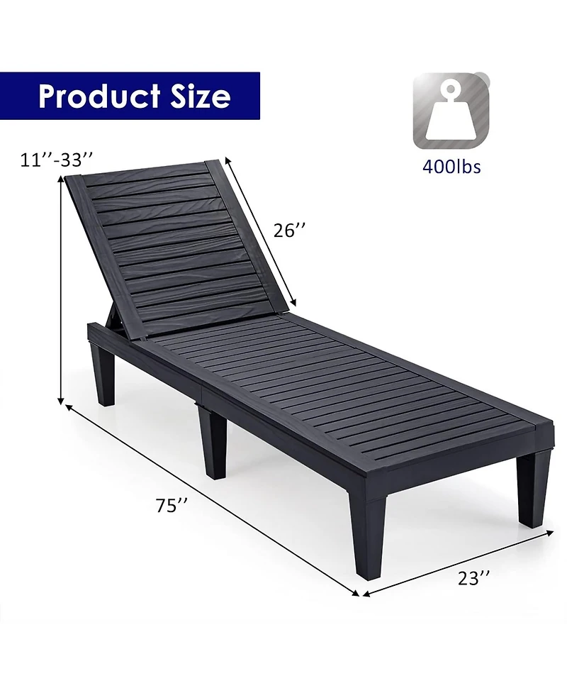 Decksplore Outdoor Chaise Lounge Chair, Lightweight Patio Recliner Chair