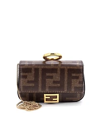 Pre-Owned Fendi Nano Chain Baguette Charm Bag Zucca Coated Canvas