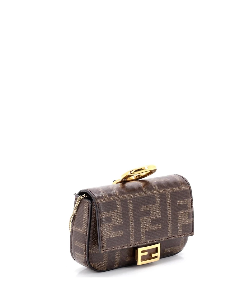 Pre-Owned Fendi Nano Chain Baguette Charm Bag Zucca Coated Canvas