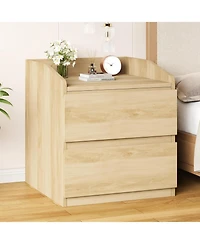gaomon Nightstand with Drawers Bedside Table Light Wood End Table Modern Bed Side Table 2 Drawers Night Stand Drom Side Table Curved with Handle