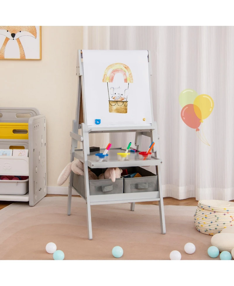 Slickblue 3 in 1 Easel for Kids with Chalkboard Whiteboard