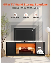 Sugift Tv Stand for 65inches Tv, Modern Entertainment Center with Storage