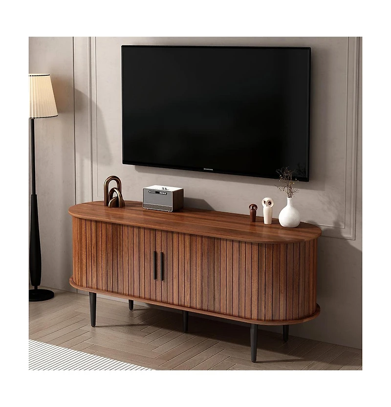 Boyel Living 47 Inches Modern Tv Stand with Sliding Door and Storage Compartment