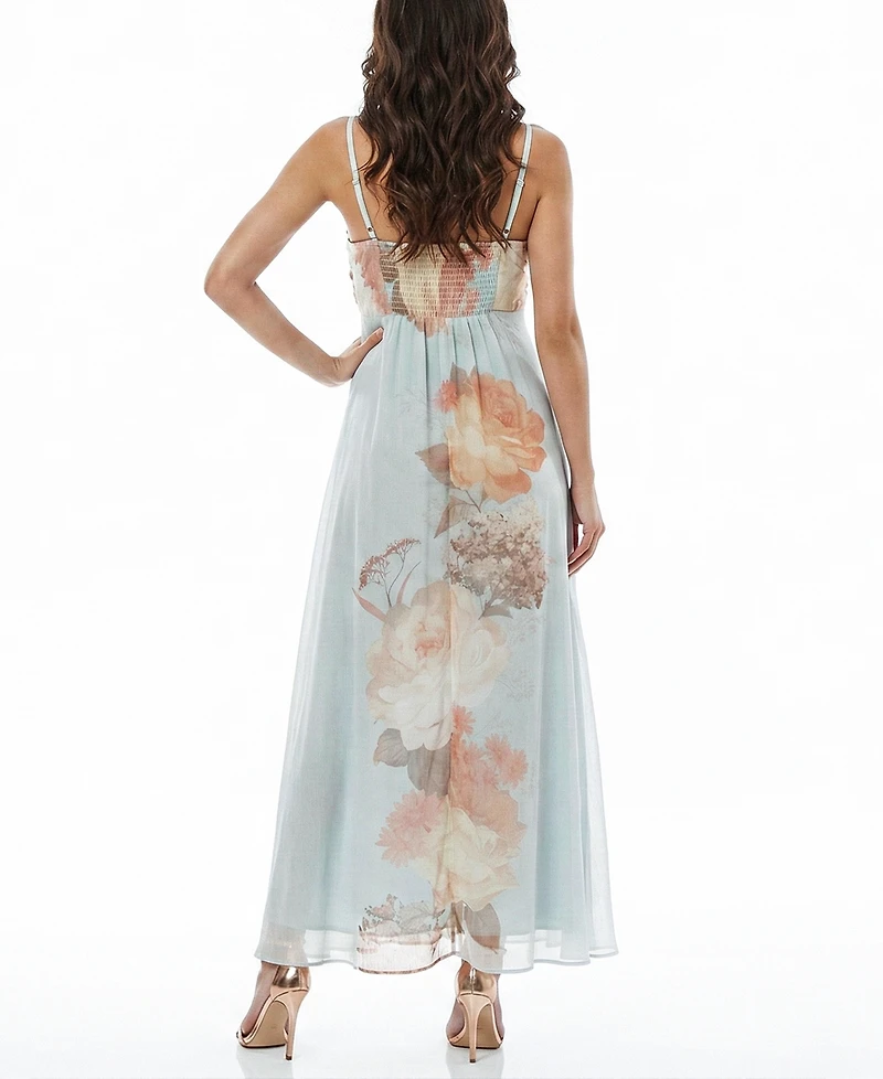 Taylor Women's Twist-Front Floral Empire Waist Sweetheart Neck Pull-On Dress