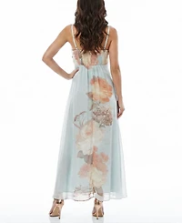 Taylor Women's Twist-Front Floral Empire Waist Sweetheart Neck Pull-On Dress