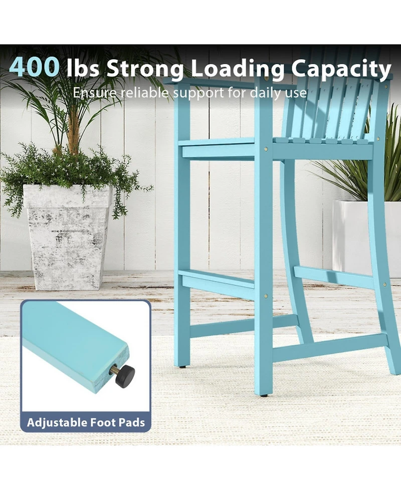 Gouun Tall Acacia Wood Adirondack Chair with Armrests and Built-In Footrest