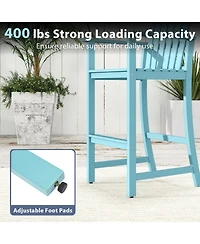 Gouun Tall Acacia Wood Adirondack Chair with Armrests and Built-In Footrest