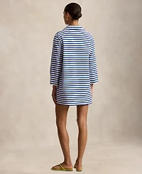 Polo Ralph Lauren Women's Striped Cotton Jersey V-Notch Collar Dress