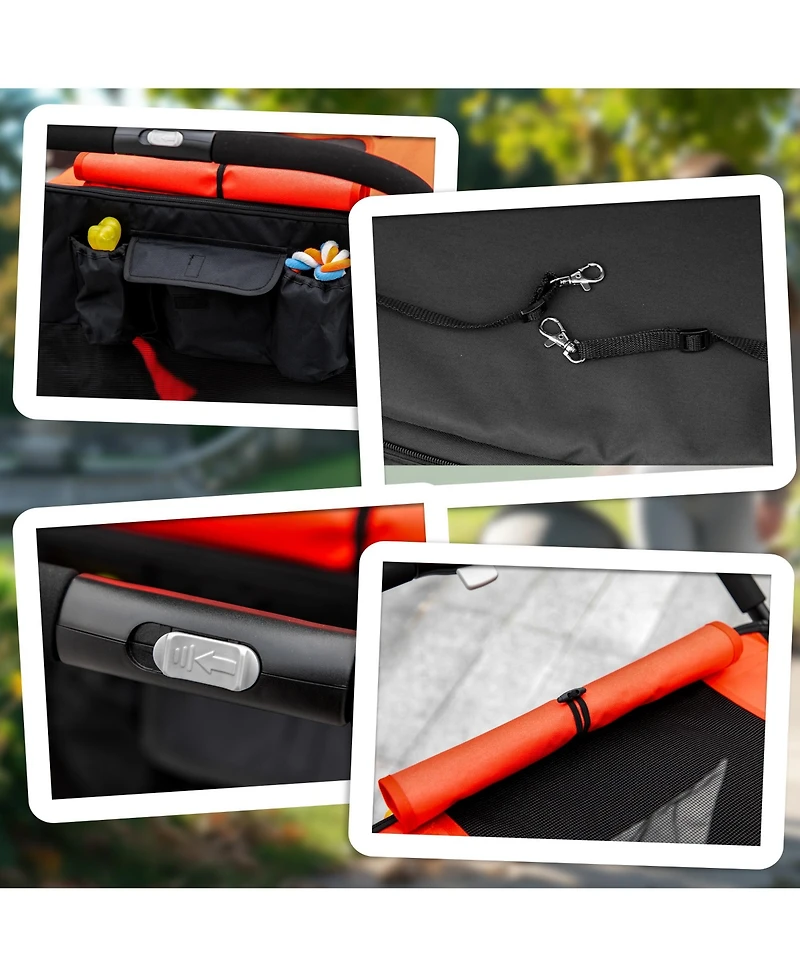 Zeus and Ruta Cat Stroller with One Click Foldable, Shock Absorbing Wheels, Easy Storage, Indoor/Outdoor Ready