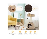Zeus and Ruta 28 Inch Hand Made Cat Tree Tower with Jump Platform for Indoor Cats
