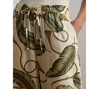Lauren Ralph Petite High-Rise Rope-Print Twill Wide-Leg Pants