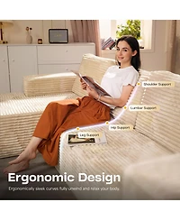 Xizzi 3-Piece L-Shaped Cloud Sectional Sofa with Oversized Chaise Lounge, No-Assembly Living Room Furniture Set, Plush Modular Couch and Comfy Chair