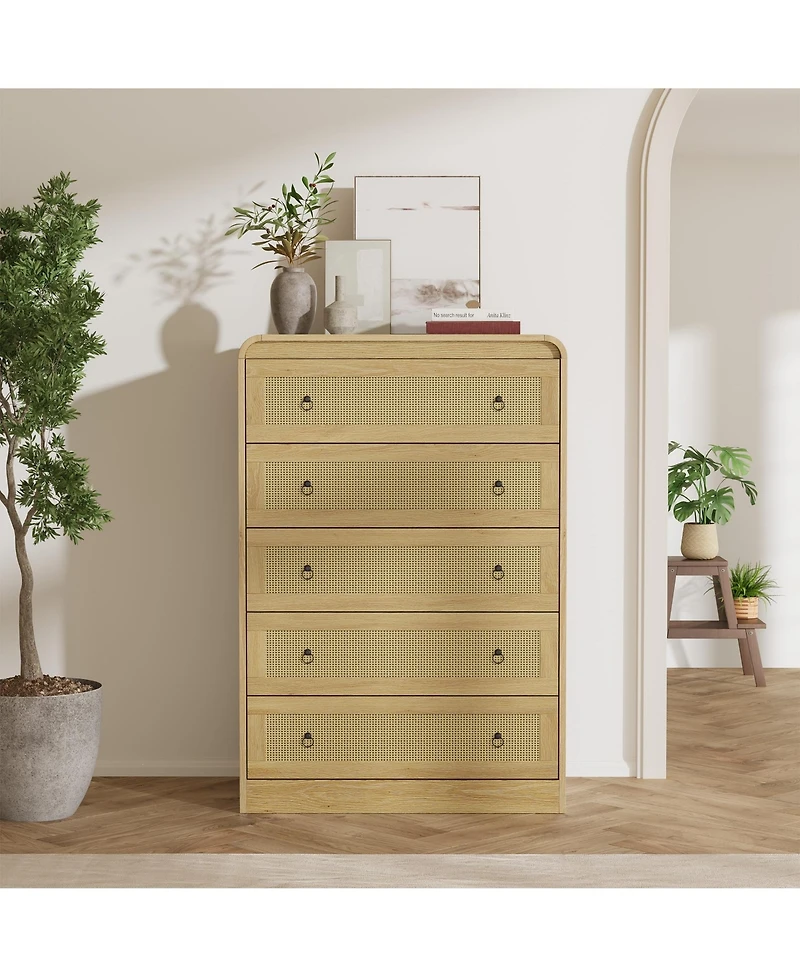 gaomon 31''Tall Rattan Dresser,6 Drawer Dresser for Bedroom,Dressers and Chests of Drawers