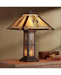 Franklin Iron Works Drake Mission Tiffany Style Table Lamp 25 1/2" High with Table Top Dimmer Nightlight