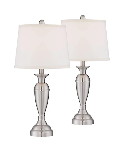 Regency Hill Carlton Blair High Traditional Table Lamps Set of 2 WiFi Smart Socket Brushed Nickel Finish Metal