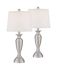 Regency Hill Carlton Blair High Traditional Table Lamps Set of 2 WiFi Smart Socket Brushed Nickel Finish Metal