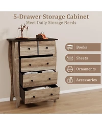 Slickblue 5 Drawer Closet Organizer with Fabric Bins and Anti-Tip Kit