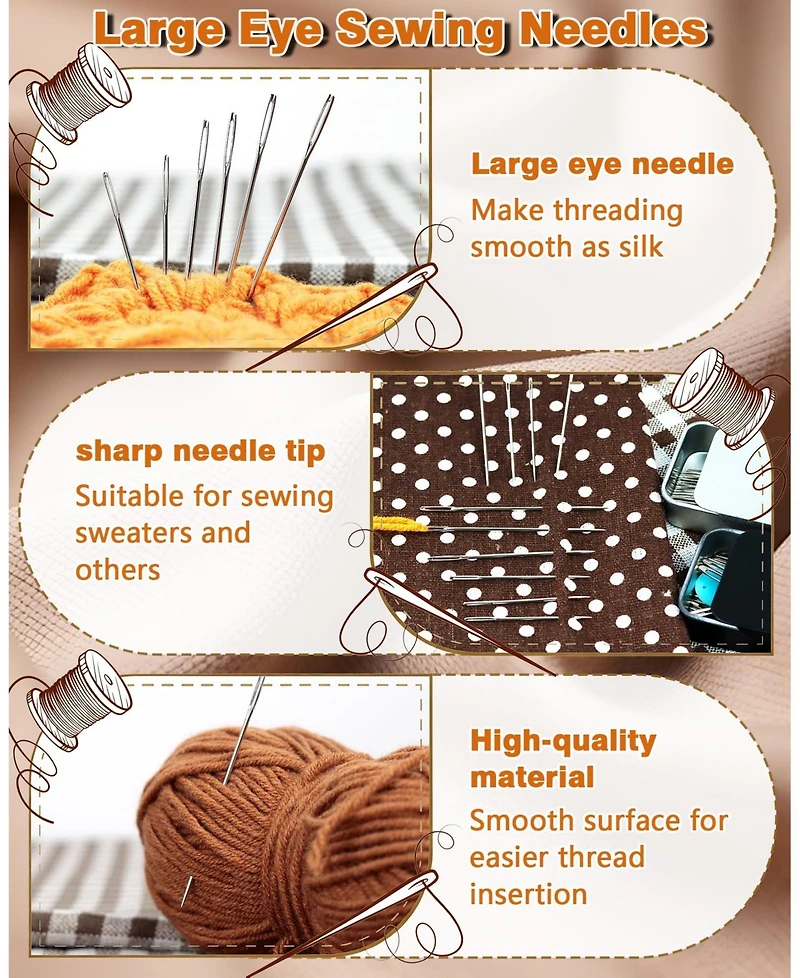 Gnuadz 40PCS Stainless Steel Sewing Needles Large Eye Leather Embroidery Threaders Handsewing Crafts