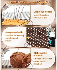 Gnuadz 40PCS Stainless Steel Sewing Needles Large Eye Leather Embroidery Threaders Handsewing Crafts