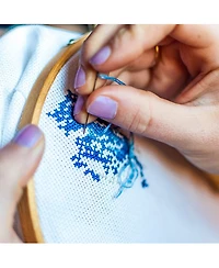 Gnuadz Embroidery Kit 100 Colors Threads 5 Hoops 3 Aida Cloth 40 Pins Cross Stitch Tools Starter Adults Beginners