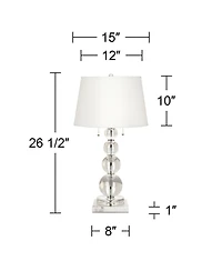 Vienna Full Spectrum Modern Table Lamp 26 1/2" High Square Marble Riser Crystal Spheres Drum Shade for Bedroom Living Room