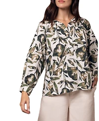Celtic & Co. Women's Relaxed Cotton Printed V-Neck Blouse