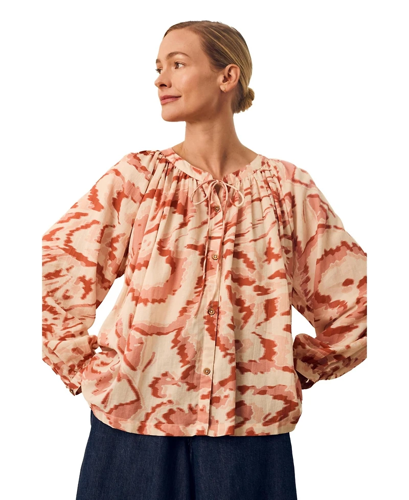 Celtic & Co. Women's Long Sleeve Tie Neck Swing Shirt