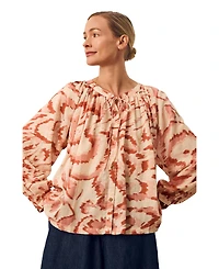 Celtic & Co. Women's Long Sleeve Tie Neck Swing Shirt