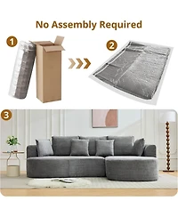 gaomon Sectional Cloud Modular Modern Curved Sofa with Chaise Lounge Chenille Fabric Convertible Compression Sleeper