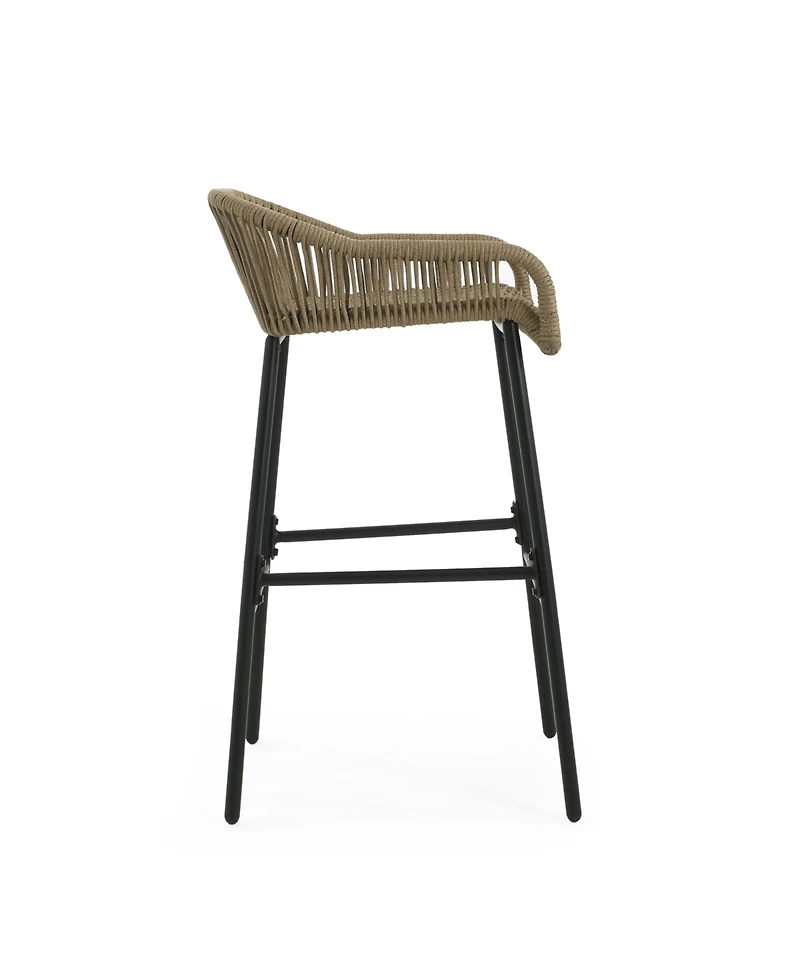 sumyeg La Push Outdoor Patio Rope Bar Stool, Patio Bar Chair Set of 2