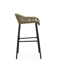 sumyeg La Push Outdoor Patio Rope Bar Stool, Patio Bar Chair Set of 2