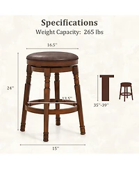 sumyeg Set of 2 Swivel Leather Padded Bar Stools