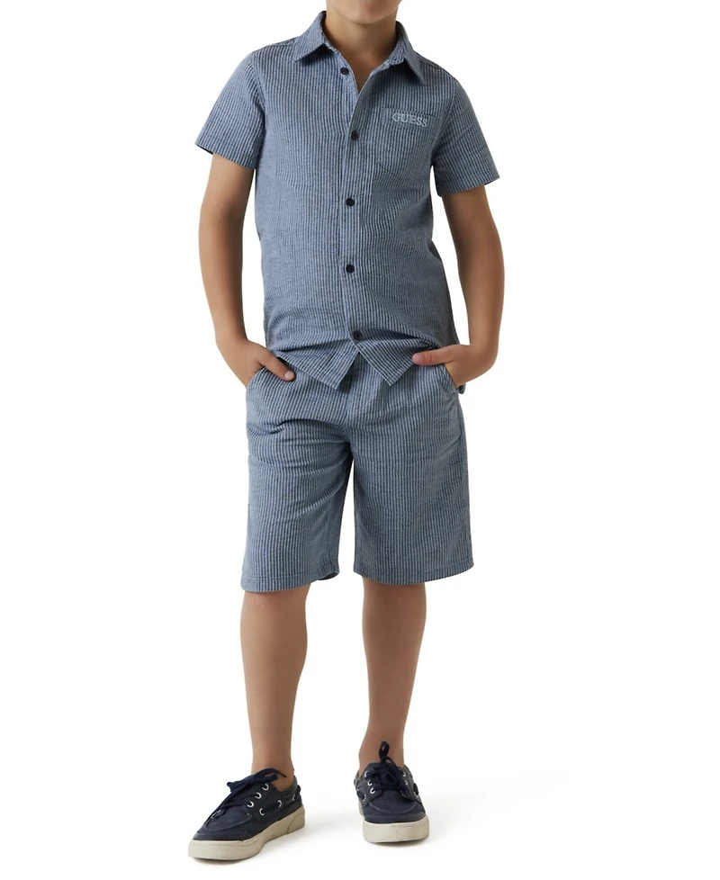 Guess Boys' 8-16 Seersucker Button Down Shirt