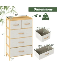 Slickblue 5-Drawer Light Storage Dresser with Top Shelf for Bedroom Use