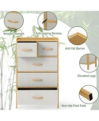 Slickblue 5-Drawer Light Storage Dresser with Top Shelf for Bedroom Use