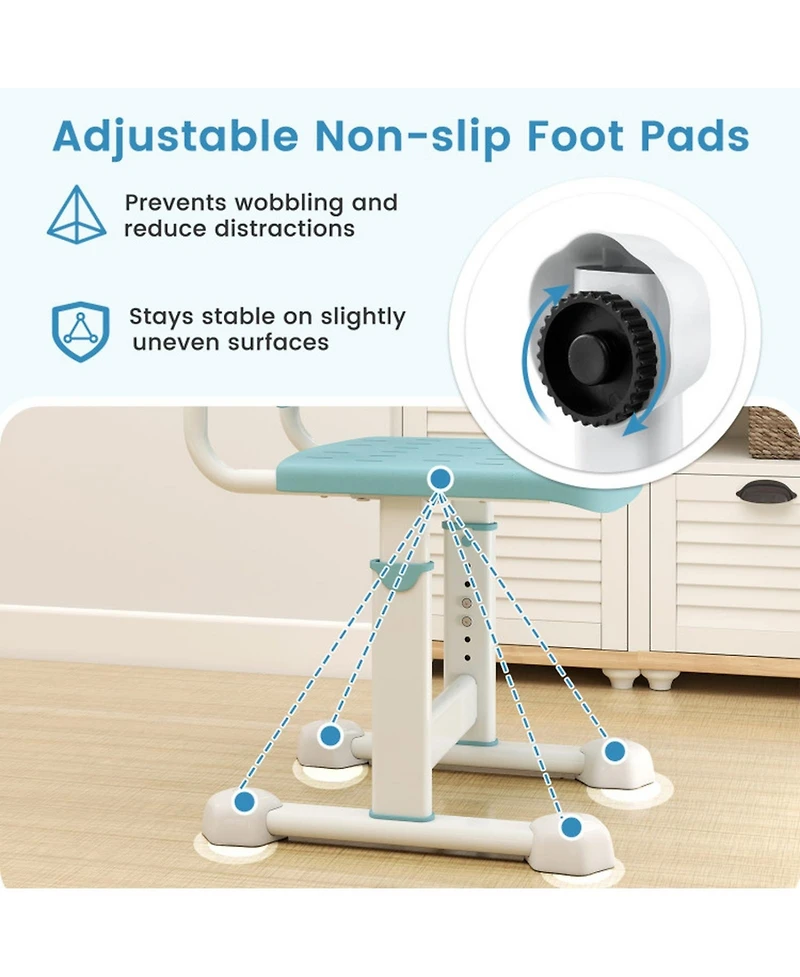 Gouun 5-Position Height-Adjustable Study Chair with Dual Back Support for Kids