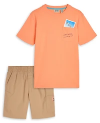 Scotch & Soda Boys' 8-16 Crewneck Short-Sleeve T-Shirt and Shorts, 2-Piece Set