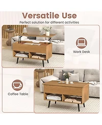 Sugift 31.5 in Lift Top Coffee Table with Storage and Open Shelves