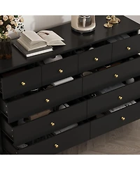 Famapy Paint 10-Drawer Wood Double Dresser Storage Cabinet