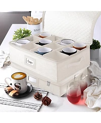 StorageBud Coffee Mug Storage, Quilted and Stackable Coffee Cup Storage Organizer for Service of 12, Mug Storage Box with Dividers