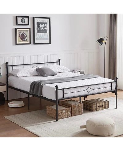 Sailvan Metal Platform Bed Frame with Headboard and Underbed Storage