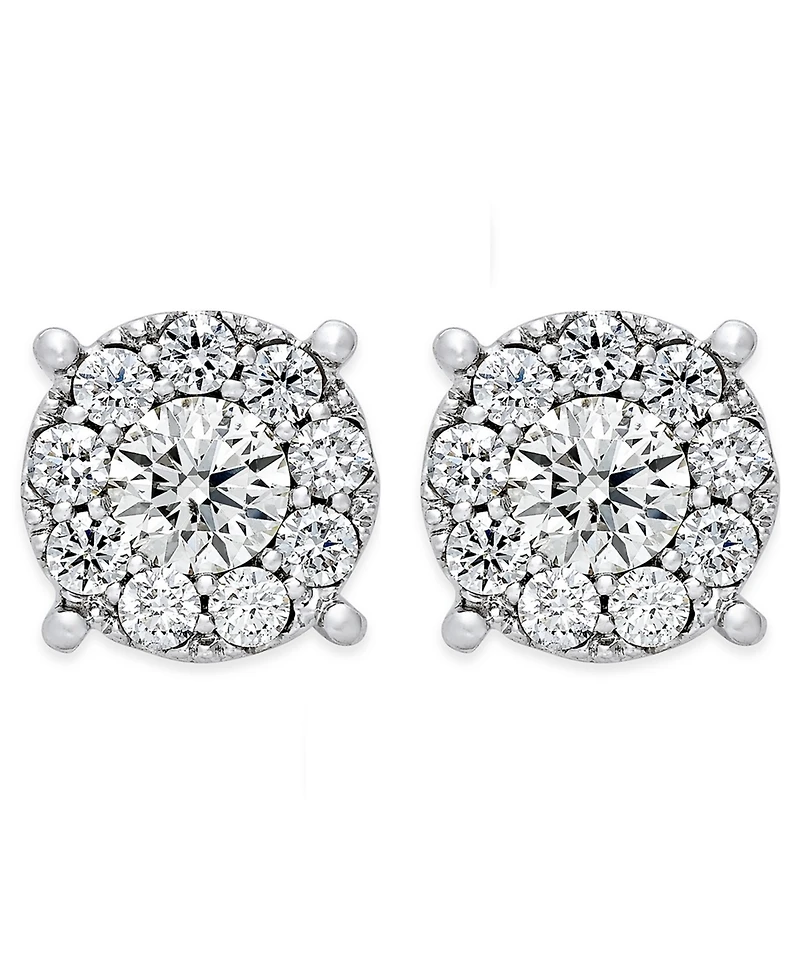Diamond Halo Stud Earrings (1 ct. t.w.) in 14k White Gold