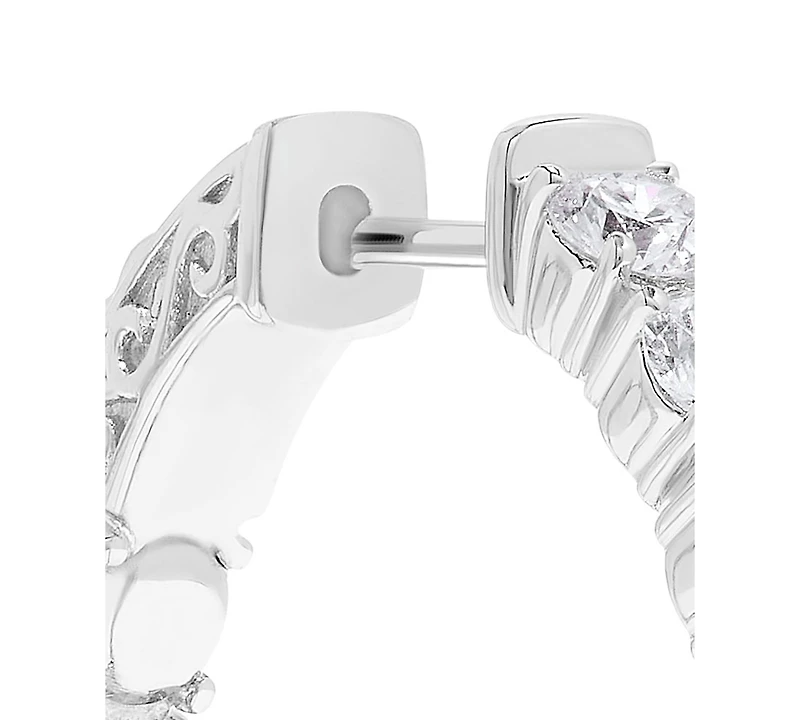 Diamond Small In & Out Hoop Earrings (5 ct. t.w.) in 14k White Gold, 1"